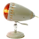 1960s Infrared Table Lamp grey painted metal round base Tungsram 250 watt light bulb 1950s MCM