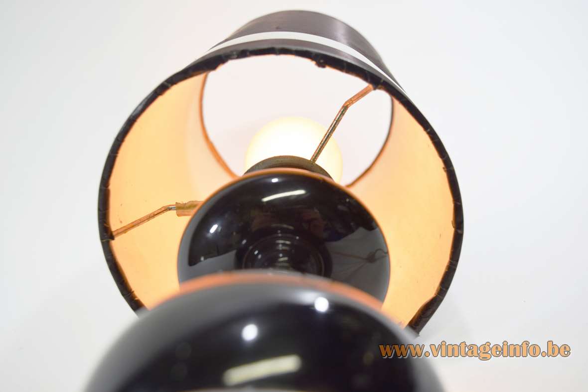 1970s chrome black table lamp resin globe long tubular purple lampshade Massive Belgium E27 lamp socket