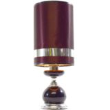 1970s chrome black table lamp resin globe long tubular purple lampshade Massive Belgium E27 lamp socket