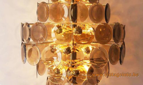 1970s Smoked Cut Glass Discs Chandelier 2