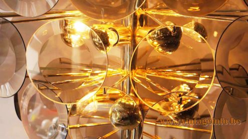 1970s Smoked Cut Glass Discs Chandelier 4