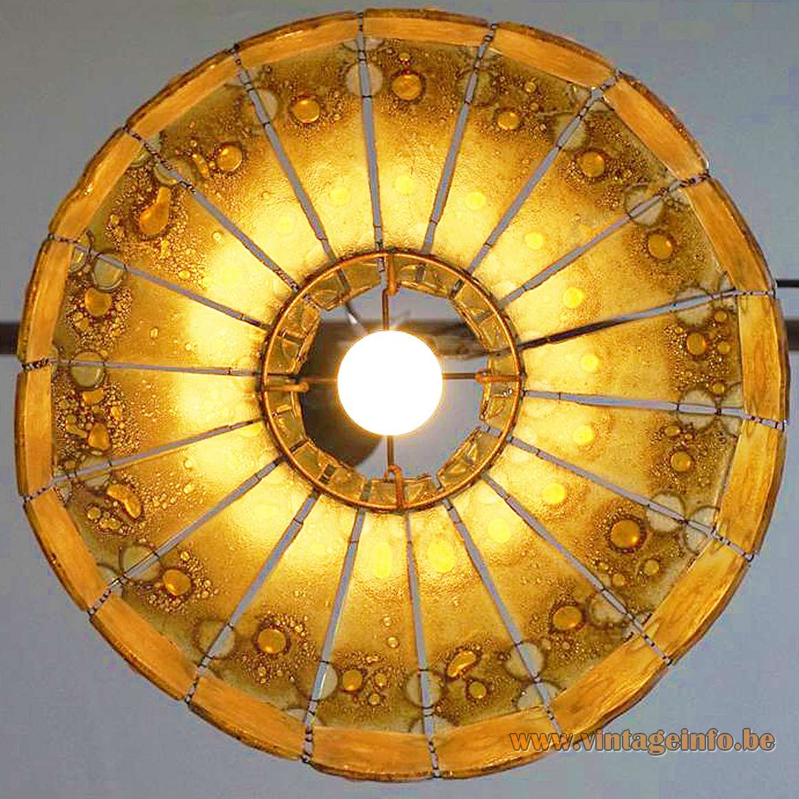 Filipe Derflinger Feder's glass chandelier conical amber mottled glass fused with metal Mexico 1960s 1970s chain