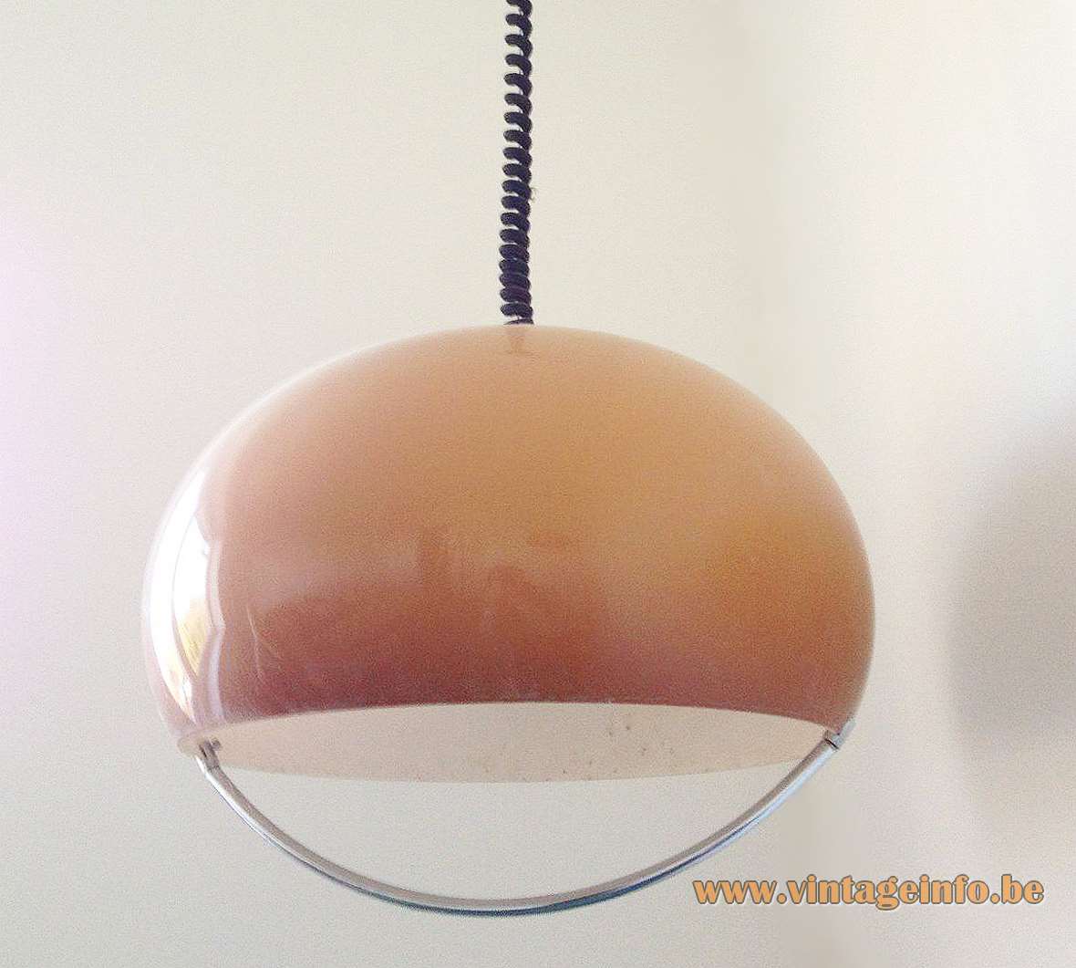 Harvey Guzzini Jolly pendant lamp 1968 design: Luigi Massoni round acrylic lampshade chrome handle 1960s 1970s