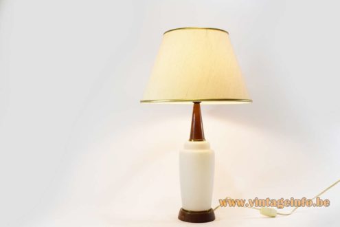 Opal Glass Teak Table Lamp 1