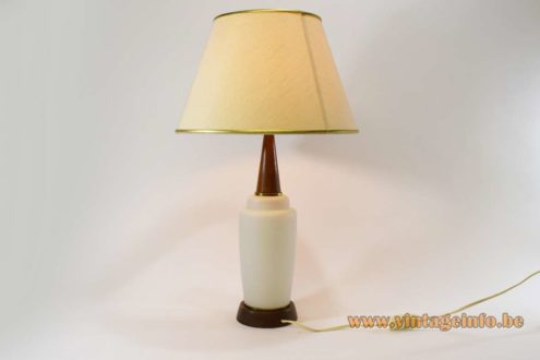 Opal Glass Teak Table Lamp 8