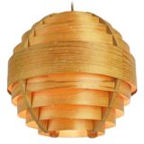Hans-Agne Jakobsson Pine Slats Pendant Lamp round globe ball 1960s AB Elysett Sweden MCM 1970s