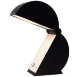 Mario Bertorelle Disco table lamp round black foldable plastic Pacman JM RDM Massanzago Italy 1980s 1990s