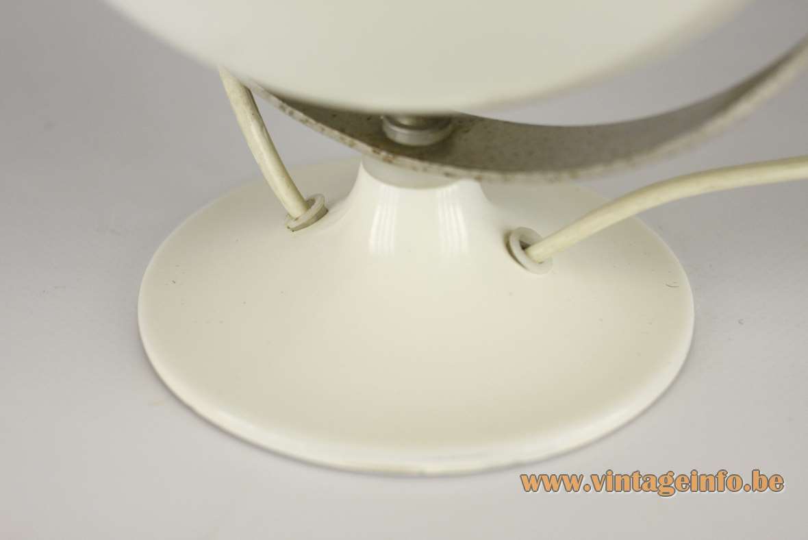 1980s ANVIA globe table lamp round base chrome articulating rod white orange lampshade 1970s E14 socket 