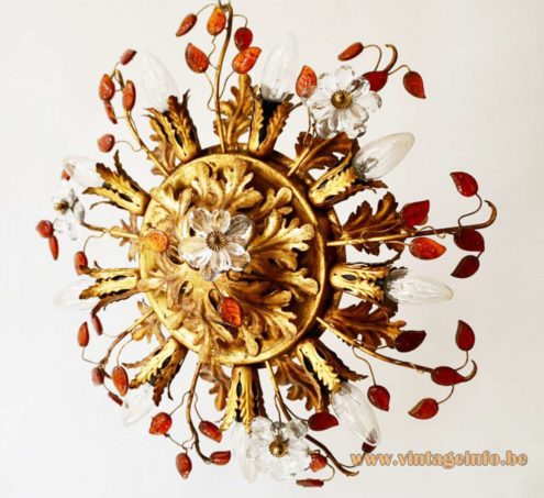 Banci Firenze Oak Leaves Flowers Flush Mount 1