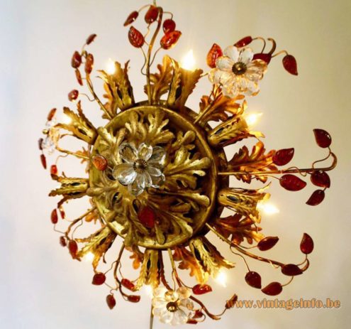 Banci Firenze Oak Leaves Flowers Flush Mount 4