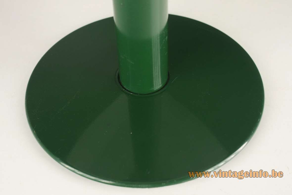 Codialpo acrylic table lamp green round metal base & thick rod white round lampshade 1970s Spain