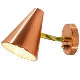 Copper conical wall lamp 1960s 1970s brass gooseneck round wall mount Germany C MCM