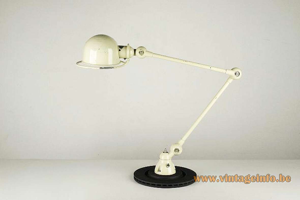 Jieldé La Standard work lamp design: Jean-Louis Domecq industrial white metal base rods & lampshade 1950s 1960s France