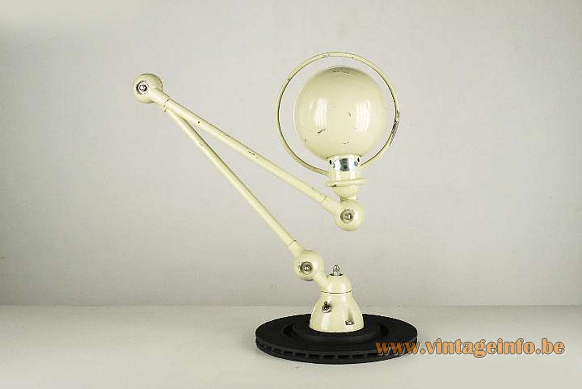 Jieldé La Standard work lamp design: Jean-Louis Domecq industrial white metal base rods & lampshade 1950s 1960s France