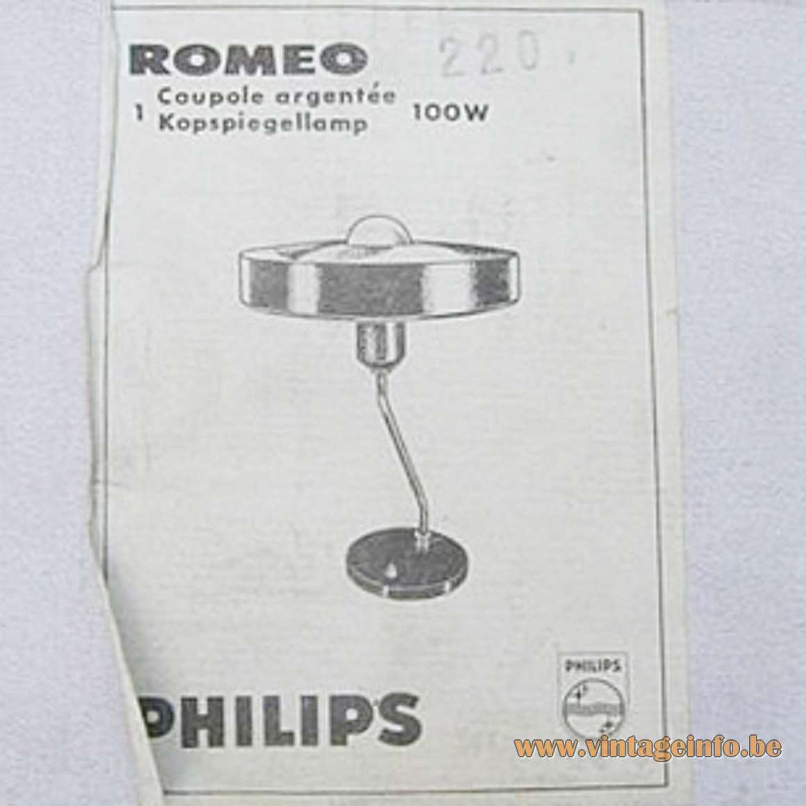 Louis Kalff Romeo Desk Lamp - Stickers on the Box - 1960s Philips