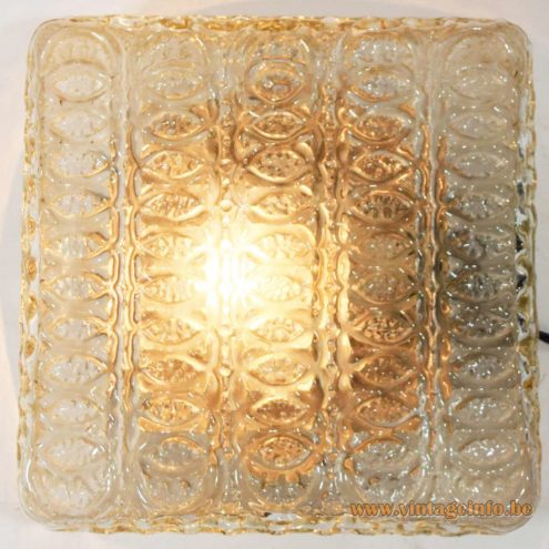 Square Amber Glass Flush Mount 4