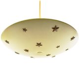 1930s dish stars chandelier ochre curved round lampshade 13 brass five pointed stars pentagram art deco