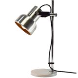 ANVIA aluminium desk lamp round metal base & lampshade chrome rod 1960s 1970s The Netherlands E27 socket