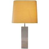 Chrome rectangular table lamp geometric rectangular beam square fabric lampshade Belgo Chrom 1970s 1980s Belgium