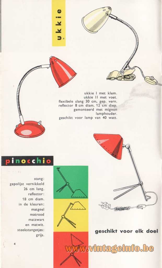 Hala Ukkie Clamp Lamp - 1959 Catalogue Picture