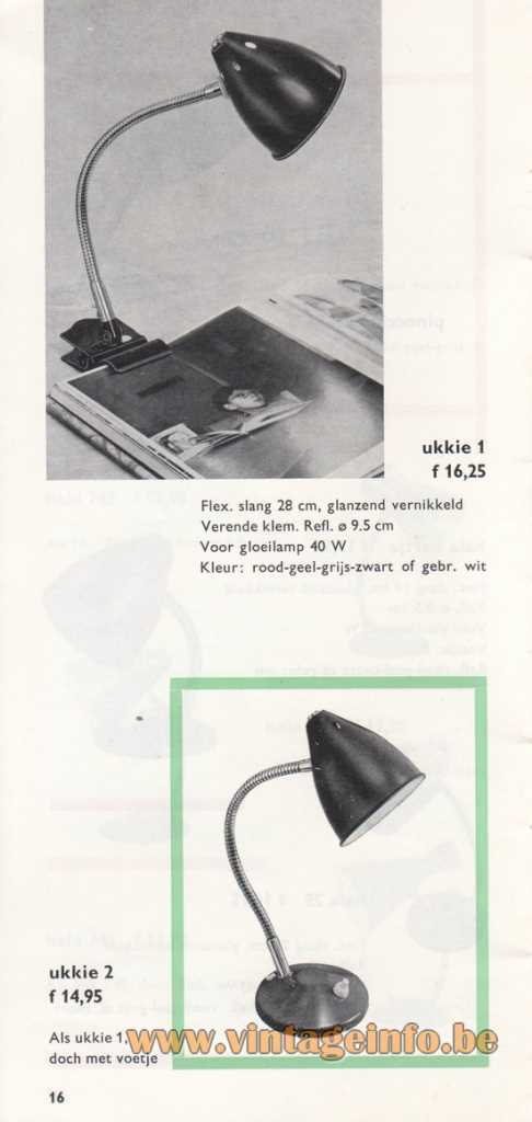 Hala Ukkie Clamp Lamp - 1967 Catalogue Picture