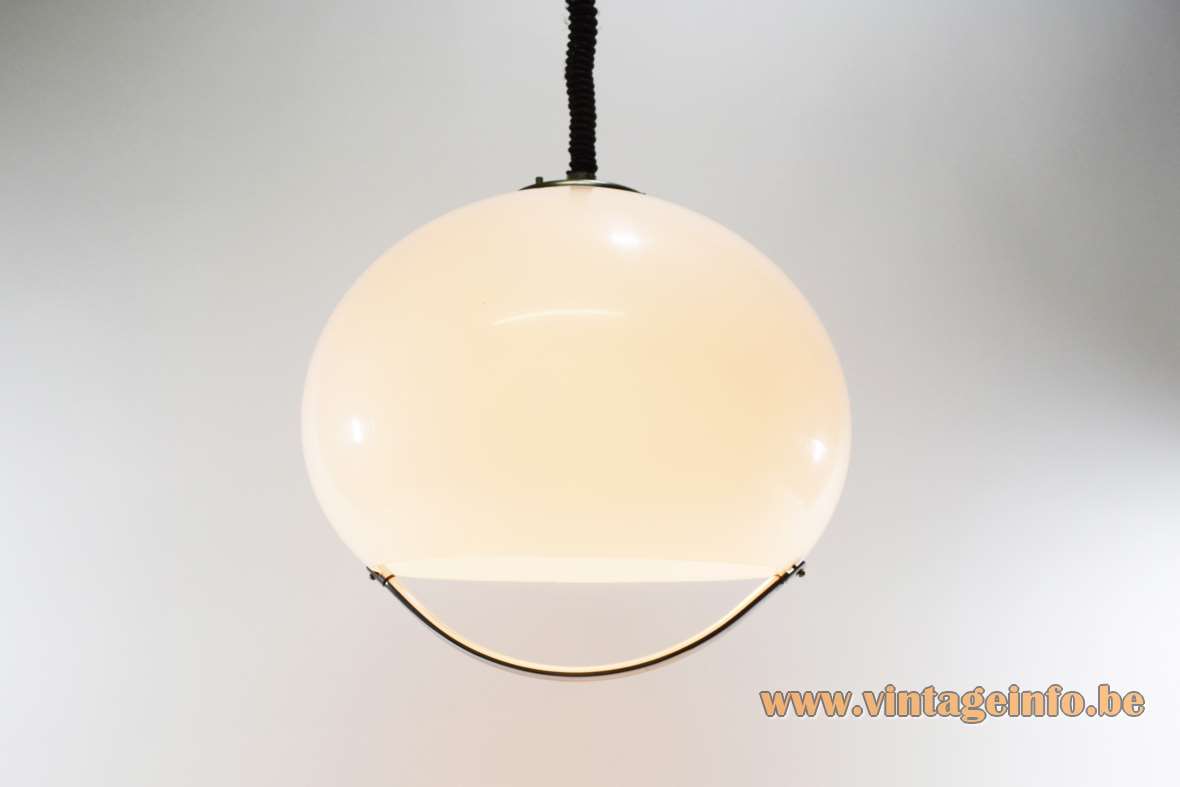 Harvey Guzzini pendant lamp Jolly 1968 design: Luigi Massoni small round acrylic lampshade chrome handle 1970s