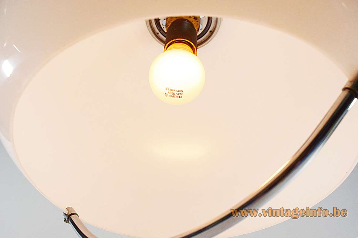 Harvey Guzzini pendant lamp Jolly 1968 design: Luigi Massoni small round acrylic lampshade chrome handle 1970s