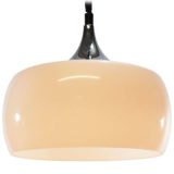 Harvey Guzzini rise & fall pendant lamp design: Luigi Massoni white acrylic lampshade chrome lid 1960s 1970s