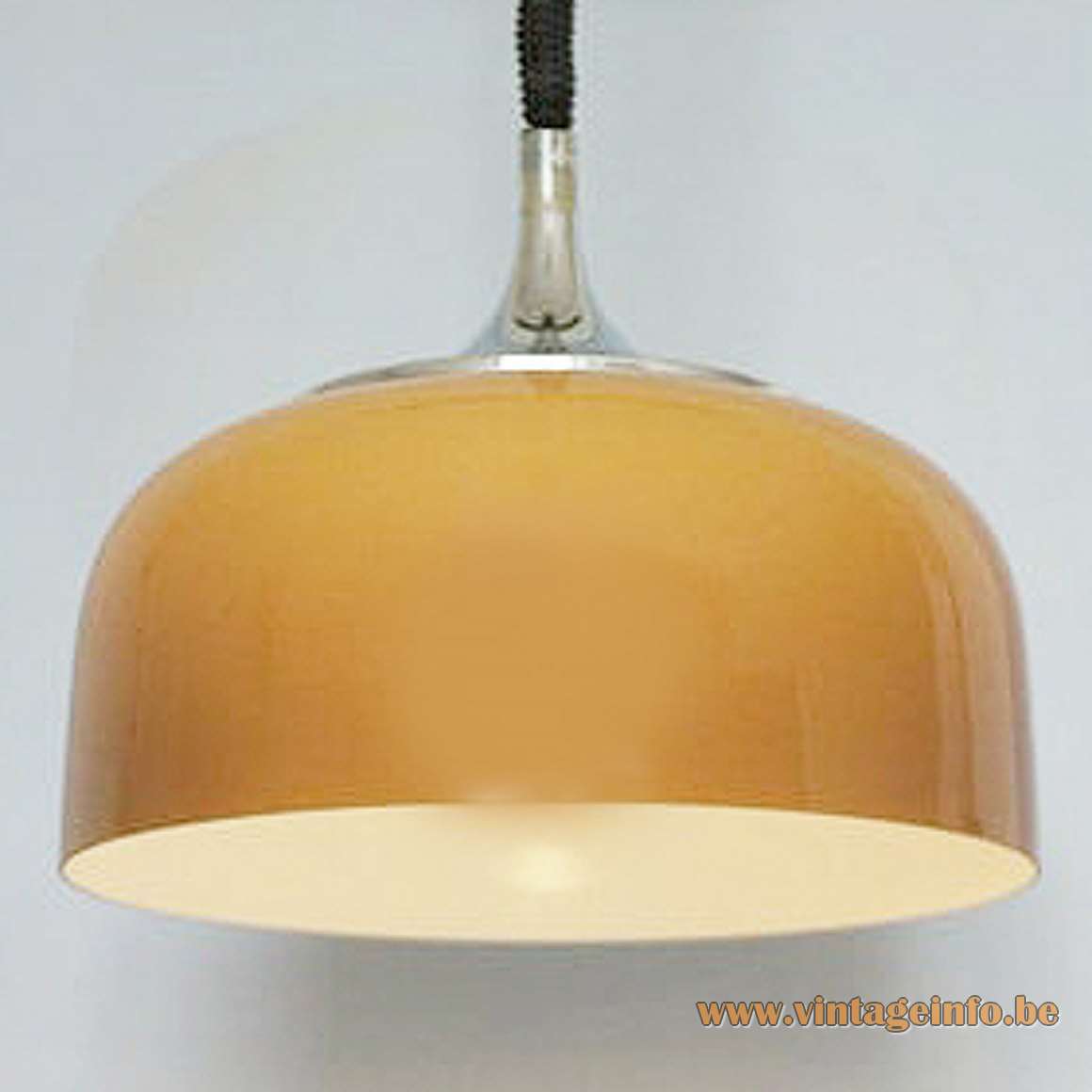 Harvey Guzzini rise & fall pendant lamp Luigi Massoni 1960s 1970s acrylic chrome Rolly Italy E27 socket