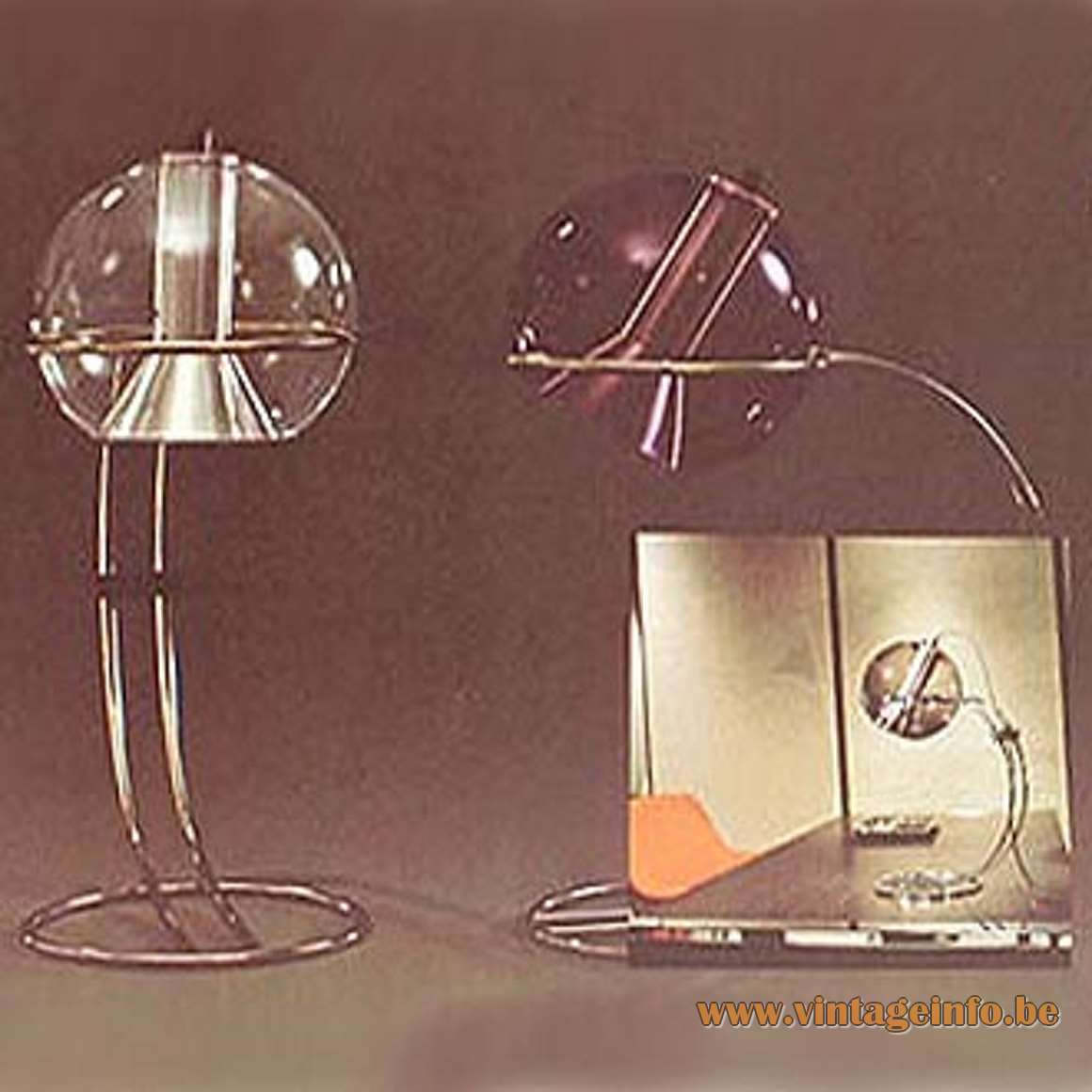 Raak Tropic table lamp smoked glass globe catalogue 1973 design Frank Ligtelijn Amsterdam 1970s MCM