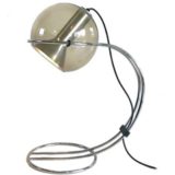 Raak Tropic table lamp 1970s design Frank Ligtelijn smoked glass globe curved chrome double wire rod