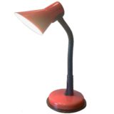 Veneta Lumi 1990s desk lamp red round base conical lampshade black tube gooseneck E27 socket Italy