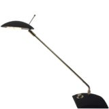 Chrome Hillebrand 7702 desk lamp black square base long chrome rod disk lampshade 1980s 1990s Germany