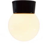 Niko globe flush mount round Bakelite base white opal glass Bo-Niko 1950s 1960s 1970s Belgium