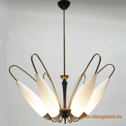 Opal Glass And Brass Chandelier 1