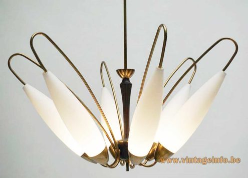 Opal Glass And Brass Chandelier 3