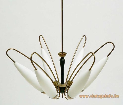 Opal Glass And Brass Chandelier 4