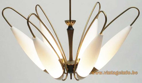 Opal Glass And Brass Chandelier 6