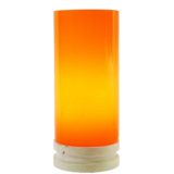 Orange glass tube table lamp white round wood base E14 socket Massive Belgium 1960s 1970s MCM