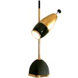 Oscar Torlasco table lamp 577 square base brass rod optic lens lampshade Lumi Italy 1950s 1960s