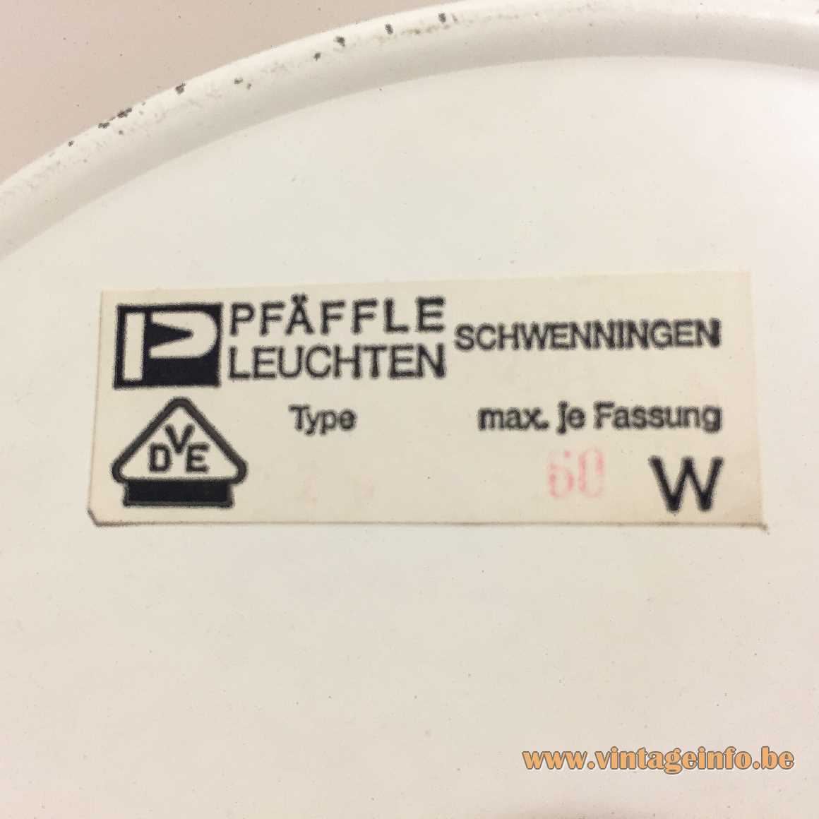 1970s Pfäffle Leuchten desk lamp. Red/orange round base, chrome gooseneck E27 socket - label