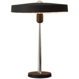 Philips Timor 69 desk lamp design: Louis Kalff aluminium mushroom UFO lampshade chrome rod 1970s 1980s