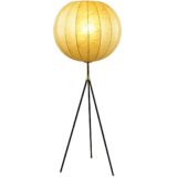 Tripod cocoon floor lamp black metal rods plastic globe Achille Castiglioni Aro Leuchte Germany 1960s 1970s