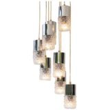 AKA Electric cascade pendant chandelier 8 candle wax drops glass lampshades VEB Leuchtenbau 1970s East Germany