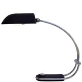 Hillebrand desk lamp 7619 black base & adjustable lampshade curved chrome rod 1970s Germany large switch