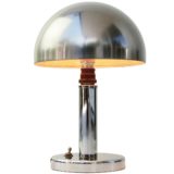 Luminator Paris mushroom table lamp chrome base rod & lampshade 1920s 1930s art deco Bauhaus France
