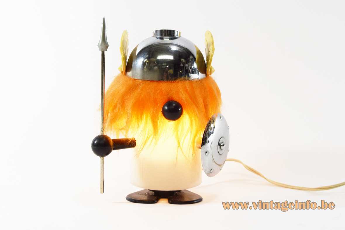 Olaf the viking table lamp Old Timer Ferrari OTF Italy acrylic tube plastic orange hair chrome 1960s 1970s MCM