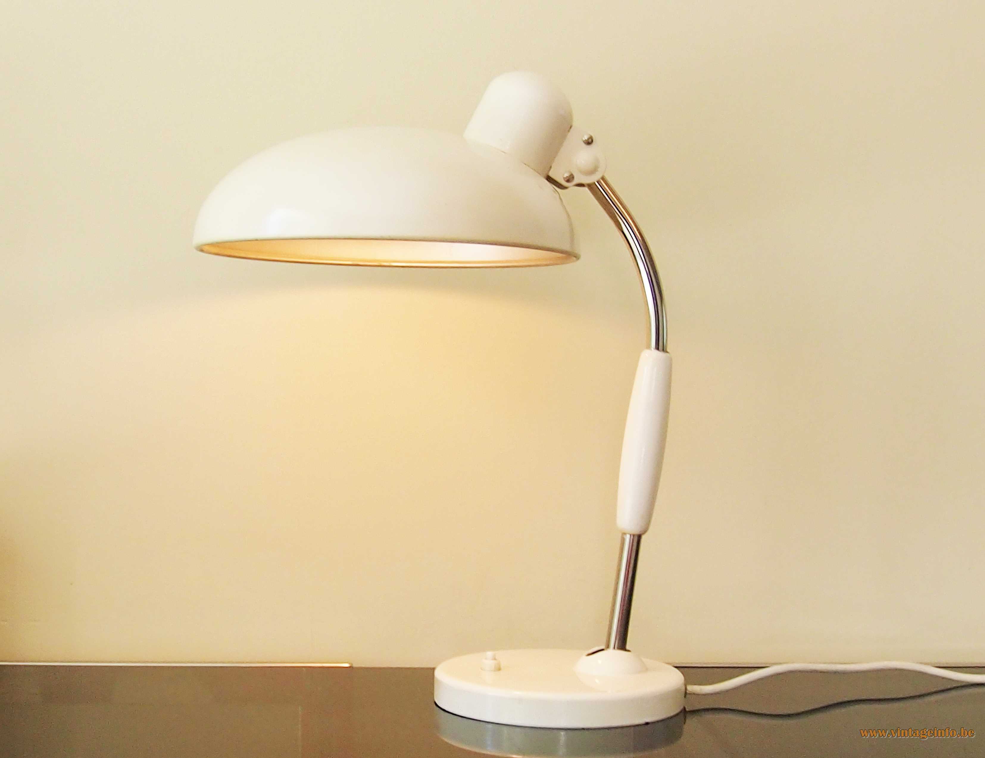 Christian Dell Koranda desk lamp 1933 design white metal base & lampshade chrome rod 1960s 1970s Austria