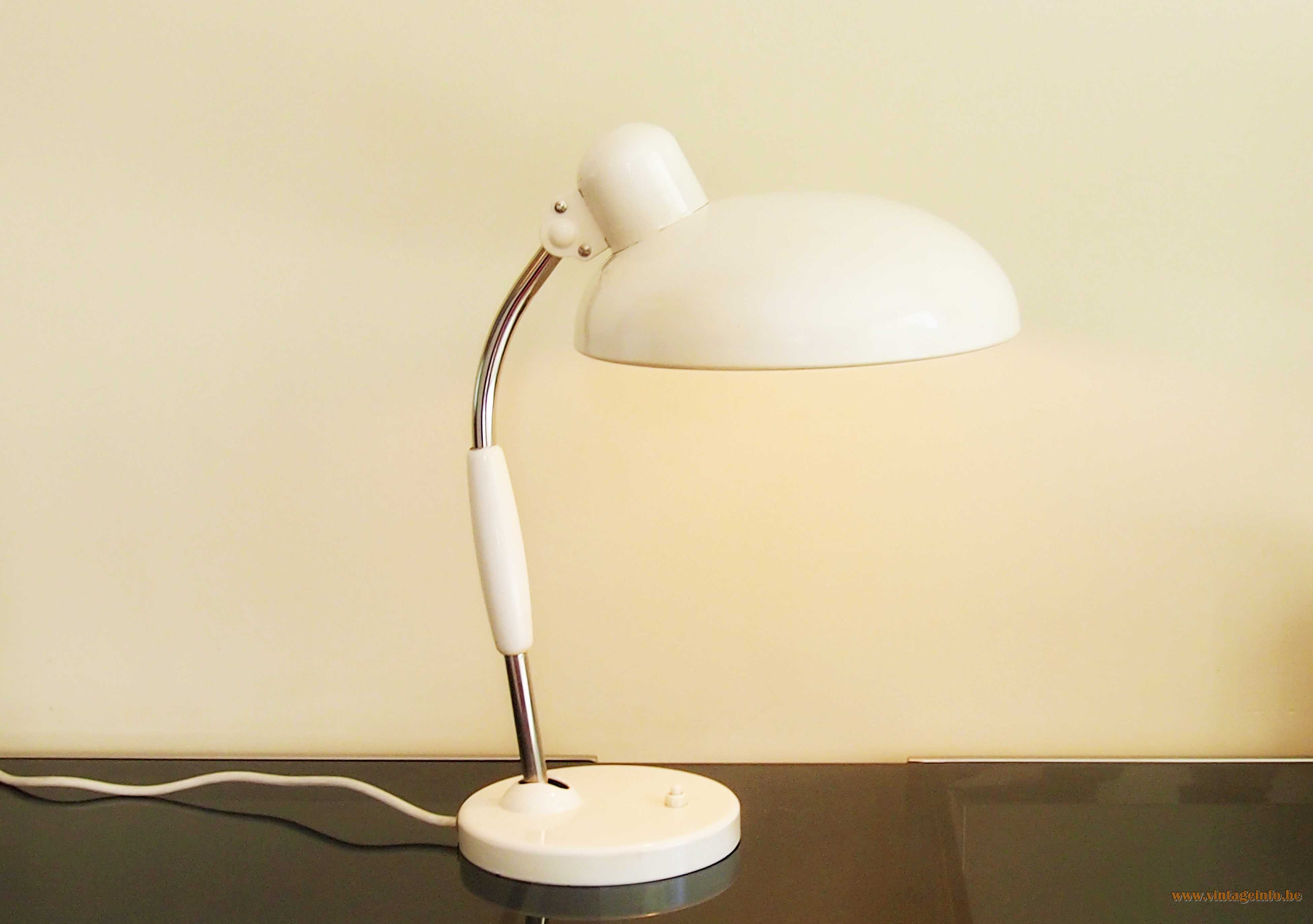 Christian Dell Koranda desk lamp 1933 design white metal base & lampshade chrome rod 1960s 1970s Austria