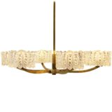 DORIA crystal glass bowls chandelier curved brass rods 6 clear embossed chalices 1960s 1970s Germany